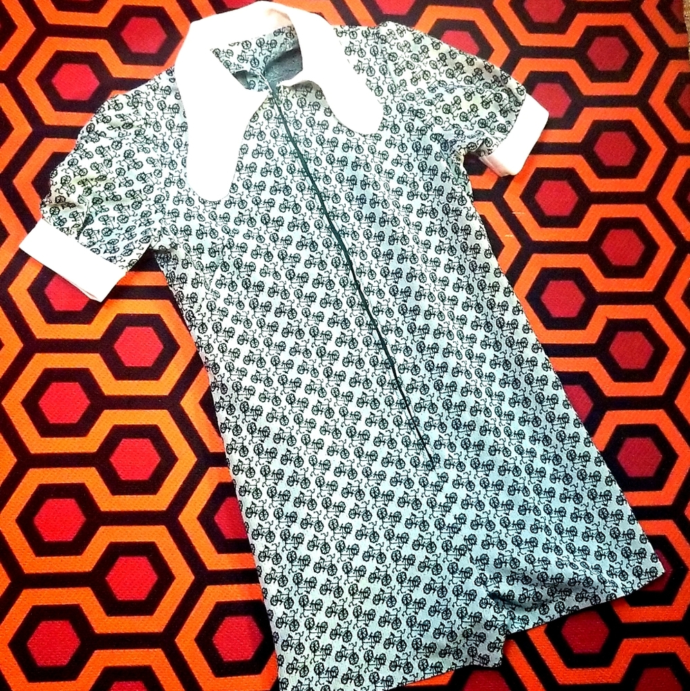 Vintage bicycle print romper.
